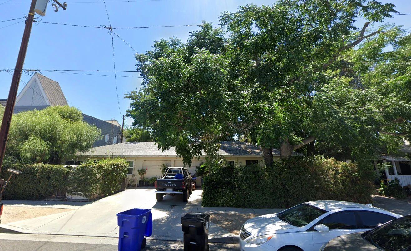 24513 Walnut St, the front duplex and two-car garage from Walnut Street